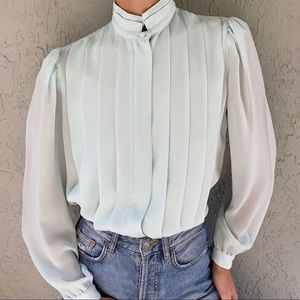 Vintage Alicia mint ruffled blouse size small